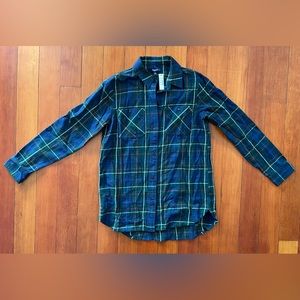 NWT Madewell Shirt XS Blue Plaid Flannel Button Up Long Sleeve 100% Cotton